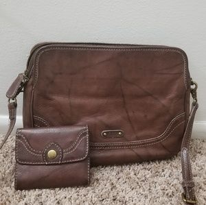Frye Campus Crossbody Clutch w Campus Wallet EUC